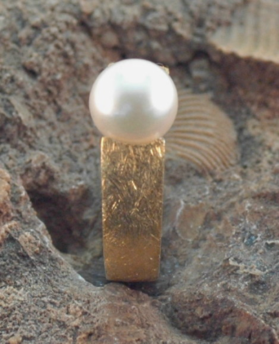Silber-Ring vergoldet mit Zuchtperle
